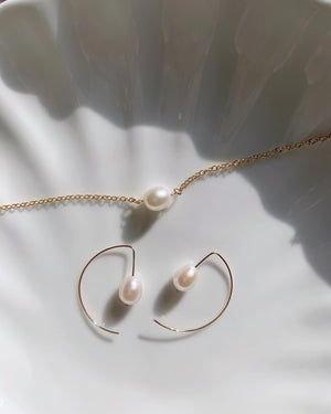 Aquata Pearl Necklace & Earring Set - 14KGF-Jewelry-QuazarJewelry