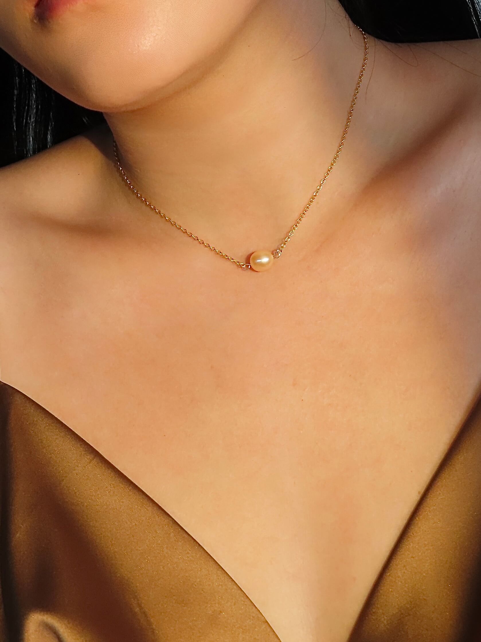 Ariel Pearl Necklace - Gold & Rose Gold-Jewelry-QuazarJewelry