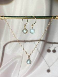 Grey Moon Necklace & Earring Set - 14KGF-QuazarJewelry