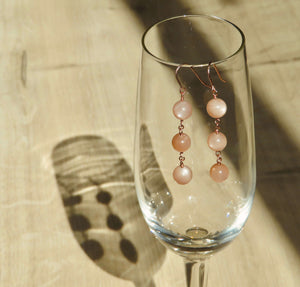 Peach Moon Trio French Earrings - Rose Gold Filled-QuazarJewelry